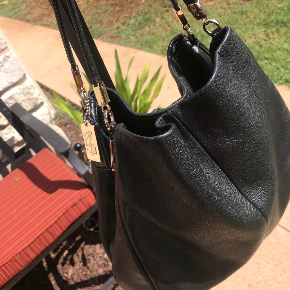 Coach black leather handbag